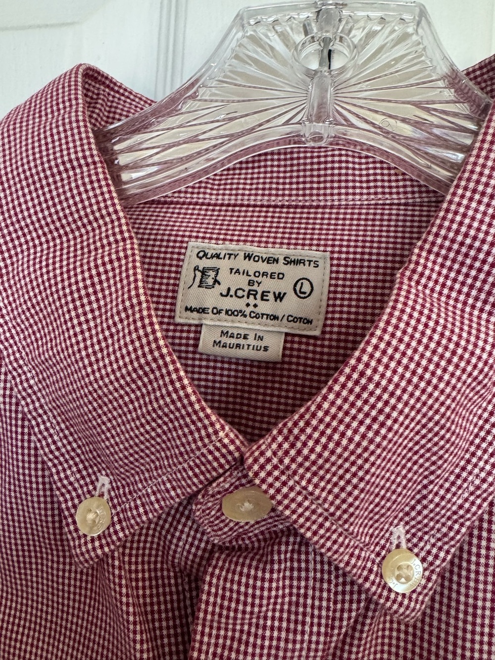 JCREW mens size large red/white button down shirt